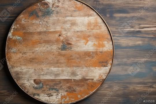 Circular rustic tray on a wooden textured background  : Stock Photo or Stock Video Download rcfotostock photos, images and assets rcfotostock | RC Photo Stock.: