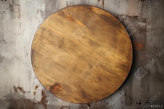 Circular wooden table on a weathered concrete surface  : Stock Photo or Stock Video Download rcfotostock photos, images and assets rcfotostock | RC Photo Stock.:
