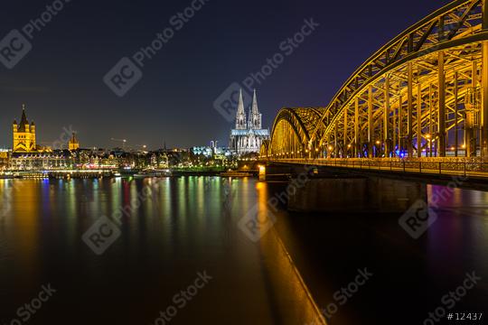 city of cologne at night with Cathedral and bridge  : Stock Photo or Stock Video Download rcfotostock photos, images and assets rcfotostock | RC Photo Stock.: