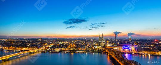 City skyline of Cologne at dusk   : Stock Photo or Stock Video Download rcfotostock photos, images and assets rcfotostock | RC Photo Stock.: