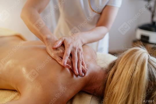 Close-up of a massage therapist