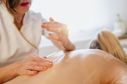 Close-up of a massage therapist