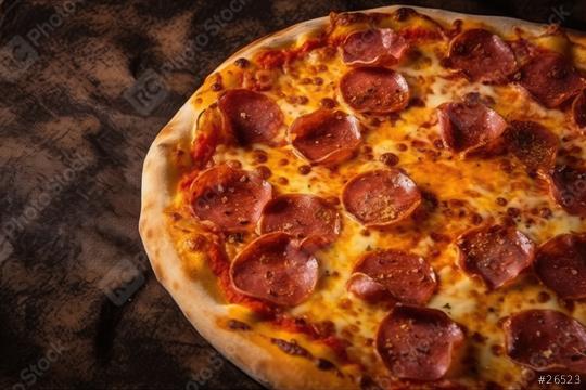 Close-up of pepperoni pizza with melted cheese on textured background  : Stock Photo or Stock Video Download rcfotostock photos, images and assets rcfotostock | RC Photo Stock.: