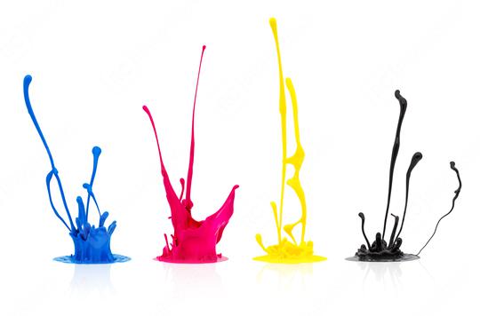 CMYK paint splashing isolated on white  : Stock Photo or Stock Video Download rcfotostock photos, images and assets rcfotostock | RC Photo Stock.:
