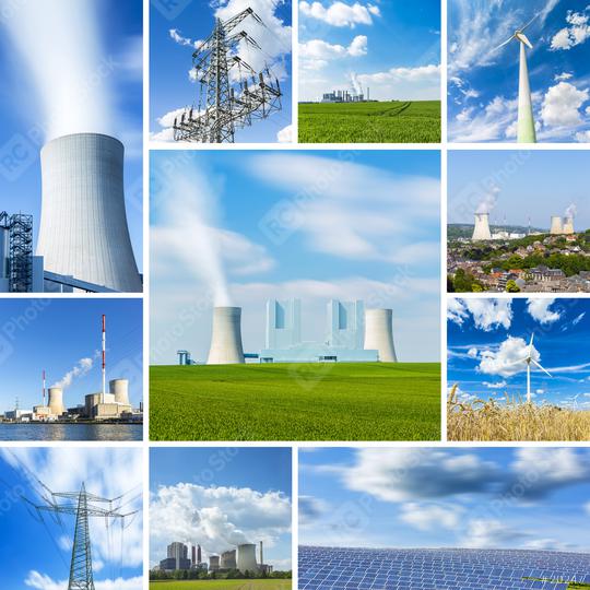 coal power plant energy alternative energy sources windpower nuclear power collage set  : Stock Photo or Stock Video Download rcfotostock photos, images and assets rcfotostock | RC Photo Stock.: