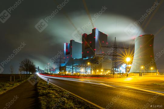 coal power station at night with lighttrails   : Stock Photo or Stock Video Download rcfotostock photos, images and assets rcfotostock | RC Photo Stock.: