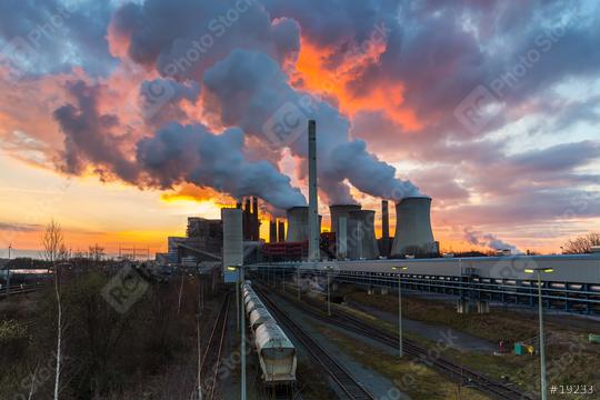 Coal-fired power plant with burning sunset sky  : Stock Photo or Stock Video Download rcfotostock photos, images and assets rcfotostock | RC Photo Stock.: