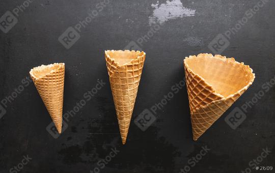 Collection of empty ice cream cone on a table  : Stock Photo or Stock Video Download rcfotostock photos, images and assets rcfotostock | RC Photo Stock.: