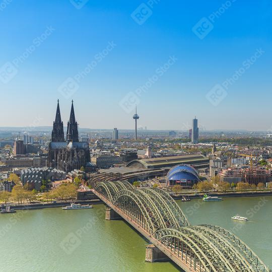 Cologne aerial view over the Rhine River  : Stock Photo or Stock Video Download rcfotostock photos, images and assets rcfotostock | RC Photo Stock.: