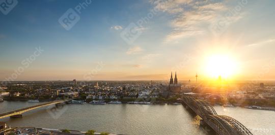 Cologne and the Cologne cathedral at sunset  : Stock Photo or Stock Video Download rcfotostock photos, images and assets rcfotostock | RC Photo Stock.: