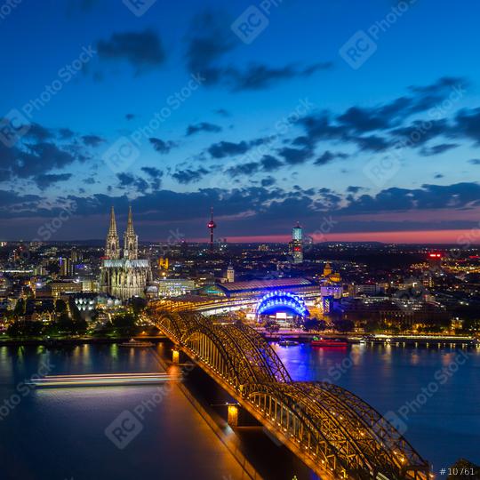 Cologne Cathedral and Hohenzollern bridge at night  : Stock Photo or Stock Video Download rcfotostock photos, images and assets rcfotostock | RC Photo Stock.: