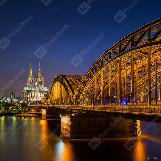 Cologne cathedral and hohenzollern bridge at night  : Stock Photo or Stock Video Download rcfotostock photos, images and assets rcfotostock | RC Photo Stock.: