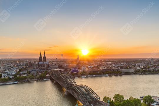 Cologne Cathedral and Hohenzollern Bridge at sunset  : Stock Photo or Stock Video Download rcfotostock photos, images and assets rcfotostock | RC Photo Stock.: