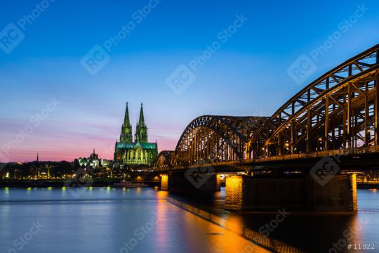 Cologne cathedral and hohenzollern bridge at sunset  : Stock Photo or Stock Video Download rcfotostock photos, images and assets rcfotostock | RC Photo Stock.:
