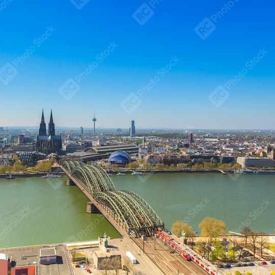 Cologne Cathedral and Hohenzollern bridge in spring  : Stock Photo or Stock Video Download rcfotostock photos, images and assets rcfotostock | RC Photo Stock.: