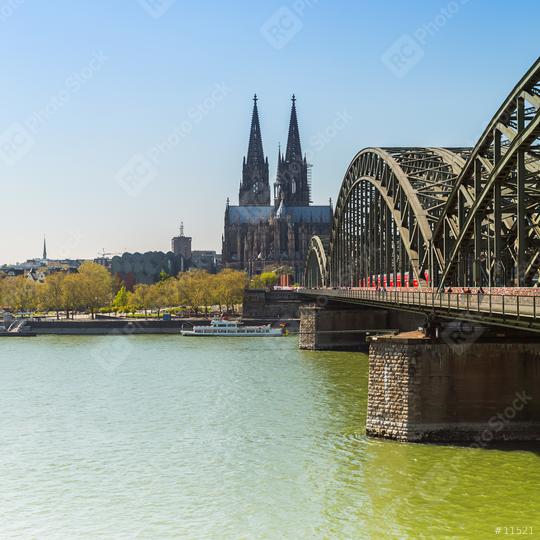 cologne cathedral and Hohenzollern bridge in spring time  : Stock Photo or Stock Video Download rcfotostock photos, images and assets rcfotostock | RC Photo Stock.: