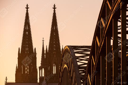 Cologne Cathedral and Hohenzollern Bridge silhouette  : Stock Photo or Stock Video Download rcfotostock photos, images and assets rcfotostock | RC Photo Stock.: