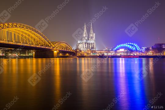 cologne cathedral at night on the Rhine river  : Stock Photo or Stock Video Download rcfotostock photos, images and assets rcfotostock | RC Photo Stock.: