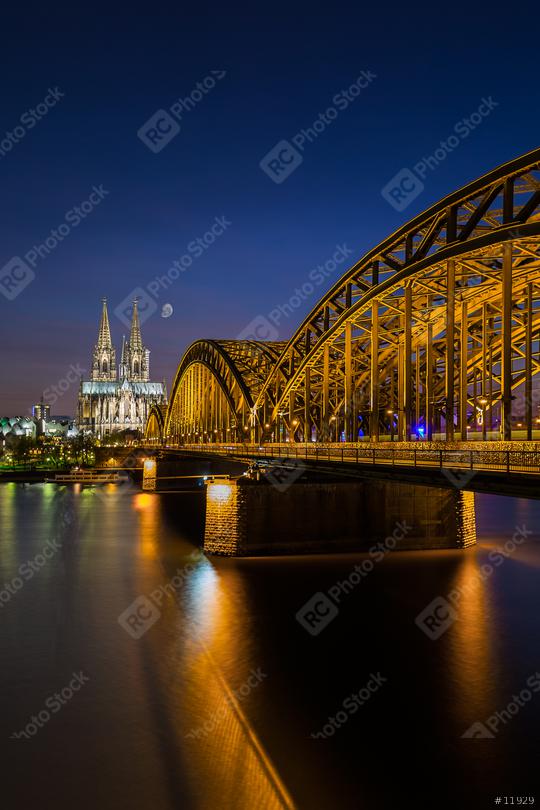 Cologne cathedral at night with moon  : Stock Photo or Stock Video Download rcfotostock photos, images and assets rcfotostock | RC Photo Stock.: