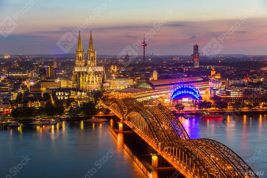 Cologne cathedral at sunset blue hour  : Stock Photo or Stock Video Download rcfotostock photos, images and assets rcfotostock | RC Photo Stock.: