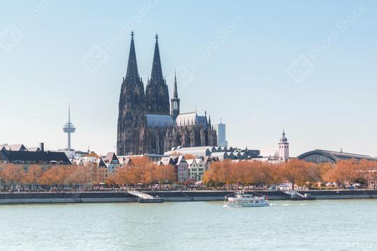 cologne Cathedral in autumn at the rhine river  : Stock Photo or Stock Video Download rcfotostock photos, images and assets rcfotostock | RC Photo Stock.: