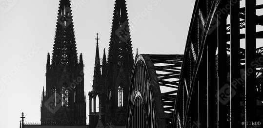 Cologne Cathedral silhouette in black and white colors  : Stock Photo or Stock Video Download rcfotostock photos, images and assets rcfotostock | RC Photo Stock.: