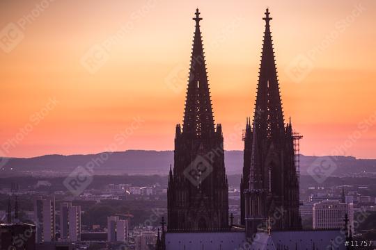 cologne cathedral tops at sunset  : Stock Photo or Stock Video Download rcfotostock photos, images and assets rcfotostock | RC Photo Stock.: