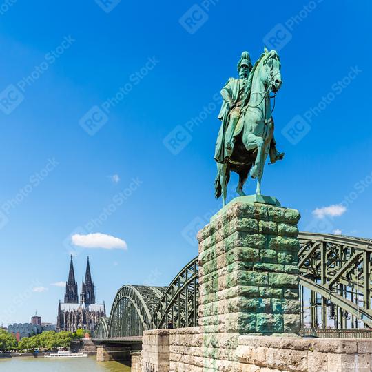 Cologne cathedral with Kaiser Wilhelm equestrian statue  : Stock Photo or Stock Video Download rcfotostock photos, images and assets rcfotostock | RC Photo Stock.: