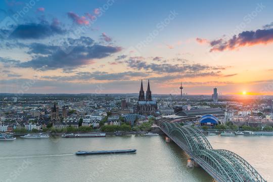 Cologne city at sunset with cathedral   : Stock Photo or Stock Video Download rcfotostock photos, images and assets rcfotostock | RC Photo Stock.: