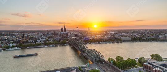Cologne city panorama at dusk with the cathedral  : Stock Photo or Stock Video Download rcfotostock photos, images and assets rcfotostock | RC Photo Stock.: