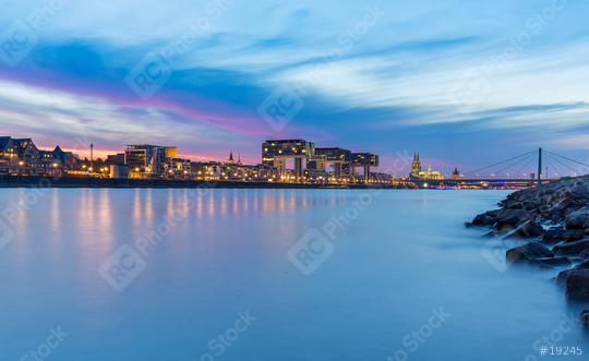 Cologne city panorama with cathedral and crane houses at sunset  : Stock Photo or Stock Video Download rcfotostock photos, images and assets rcfotostock | RC Photo Stock.: