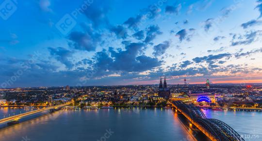 cologne city skyline at dusk panorama  : Stock Photo or Stock Video Download rcfotostock photos, images and assets rcfotostock | RC Photo Stock.: