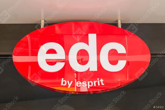 COLOGNE, GERMANY OCTOBER, 2017:  the logo of the brand "Edc by Esprit". Esprit is a manufacturer of clothing, footwear, accessories, jewellery and housewares under the Esprit label.  : Stock Photo or Stock Video Download rcfotostock photos, images and assets rcfotostock | RC Photo Stock.:
