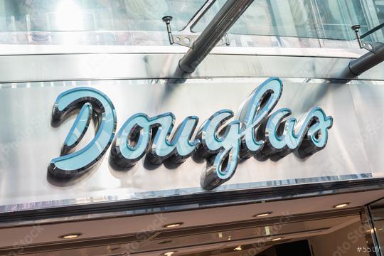 COLOGNE, GERMANY OCTOBER, 2017: Douglas logo on a Parfumerie Store. Parfumerie Douglas is a global perfumery store chain based in Hagen.  : Stock Photo or Stock Video Download rcfotostock photos, images and assets rcfotostock | RC Photo Stock.: