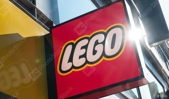 COLOGNE, GERMANY OCTOBER, 2017: Lego logo on a store building. Lego is a line of plastic construction toys that are manufactured by The Lego Group, a privately held company based in Billund, Denmark.  : Stock Photo or Stock Video Download rcfotostock photos, images and assets rcfotostock | RC Photo Stock.:
