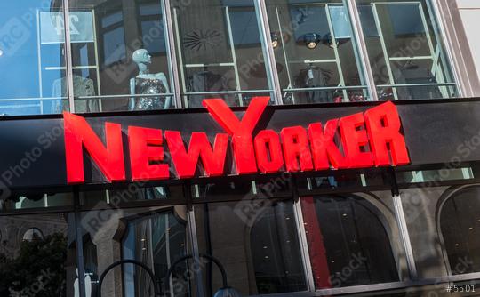 COLOGNE, GERMANY OCTOBER, 2017: New Yorker logo sign outside a store. This fashion store chain offers modern and stylish outfit for both men and women.  : Stock Photo or Stock Video Download rcfotostock photos, images and assets rcfotostock | RC Photo Stock.: