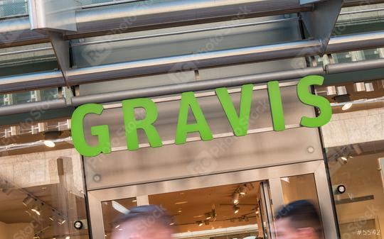 COLOGNE, GERMANY OCTOBER, 2017: "Gravis" Store front with logo. Gravis is a authorised Reseller chain of Apple Products foundet in Berlin.  : Stock Photo or Stock Video Download rcfotostock photos, images and assets rcfotostock | RC Photo Stock.: