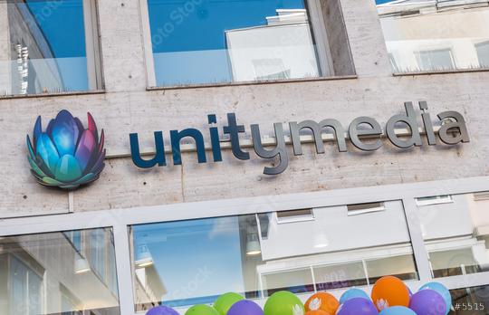 COLOGNE, GERMANY OCTOBER, 2017:Unitymedia shop logo. Unitymedia GmbH is a German cable network operator based in Cologne.  : Stock Photo or Stock Video Download rcfotostock photos, images and assets rcfotostock | RC Photo Stock.: