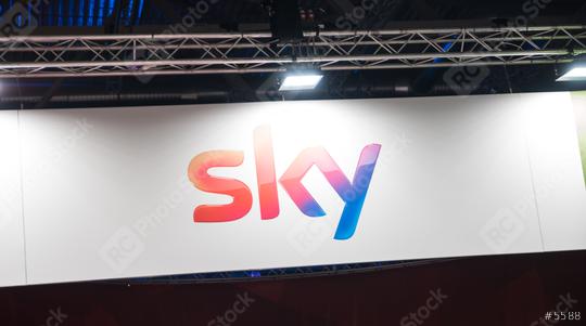 COLOGNE, GERMANY SEPTEMBER, 2017: Sky logo. Sky i a Pan-European satellite broadcasting, on-demand internet streaming media, broadband and telephone services.  : Stock Photo or Stock Video Download rcfotostock photos, images and assets rcfotostock | RC Photo Stock.: