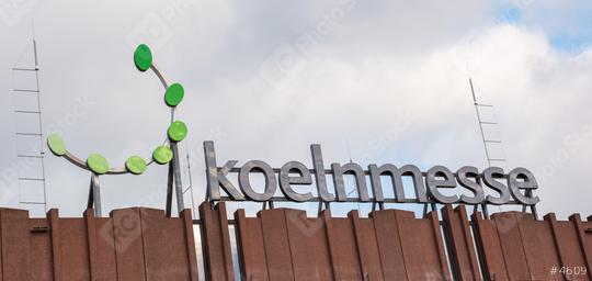 COLOGNE, GERMANY SEPTEMBER, 2019: Koelnmesse sign at the Entrance. With around 75 trade fairs annually, Koelnmesse is one of the largest trade fair organizers in Germany.  : Stock Photo or Stock Video Download rcfotostock photos, images and assets rcfotostock | RC Photo Stock.: