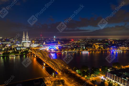 cologne night cityscape panorama  : Stock Photo or Stock Video Download rcfotostock photos, images and assets rcfotostock | RC Photo Stock.: