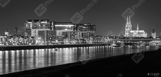 cologne night skyline in black and white  : Stock Photo or Stock Video Download rcfotostock photos, images and assets rcfotostock | RC Photo Stock.: