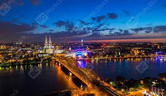 Cologne night skyline panorama   : Stock Photo or Stock Video Download rcfotostock photos, images and assets rcfotostock | RC Photo Stock.: