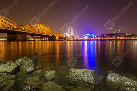 Cologne Night Skyline with Cathedral   : Stock Photo or Stock Video Download rcfotostock photos, images and assets rcfotostock | RC Photo Stock.: