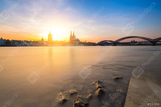 cologne sunset at the rhine shore  : Stock Photo or Stock Video Download rcfotostock photos, images and assets rcfotostock | RC Photo Stock.: