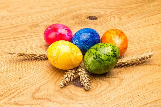 colored easter eggs with wheat ears  : Stock Photo or Stock Video Download rcfotostock photos, images and assets rcfotostock | RC Photo Stock.: