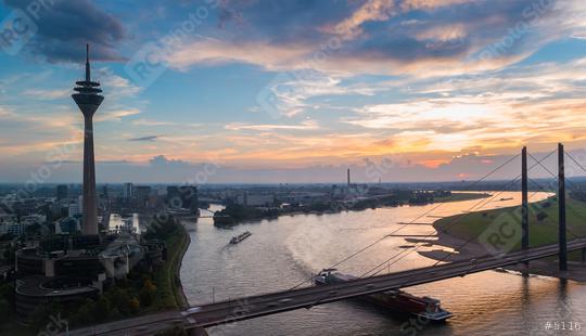 colorful cloudy sunset in Dusseldorf at the rhine river  : Stock Photo or Stock Video Download rcfotostock photos, images and assets rcfotostock | RC Photo Stock.: