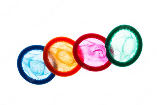 Colorful condoms on white  : Stock Photo or Stock Video Download rcfotostock photos, images and assets rcfotostock | RC Photo Stock.: