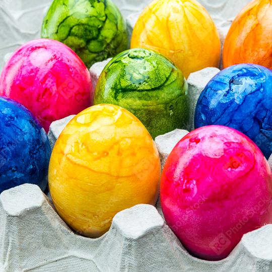 colorful easter eggs in a egg carton  : Stock Photo or Stock Video Download rcfotostock photos, images and assets rcfotostock | RC Photo Stock.: