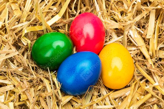 colorful easter eggs on a straw nest  : Stock Photo or Stock Video Download rcfotostock photos, images and assets rcfotostock | RC Photo Stock.: